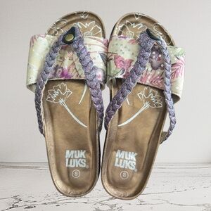 Muk Luks Womans Elaine Purple Braided Sandals Size 8